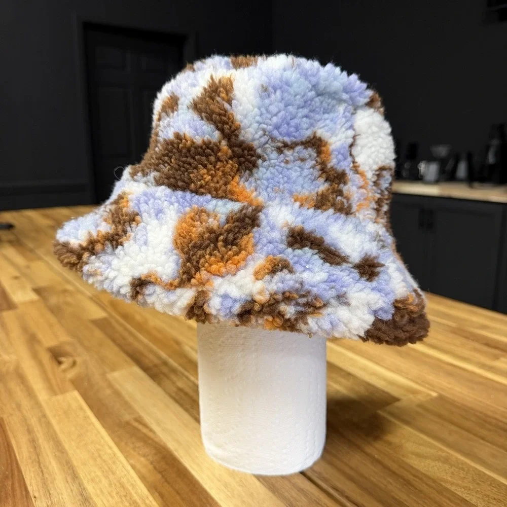 Anthropologie Faux Fur Bucket Hat Multicolor